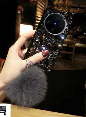 小米红米Redmi 14c 14R满钻手机壳镶钻毛球Note14Pro+奢华防摔闪