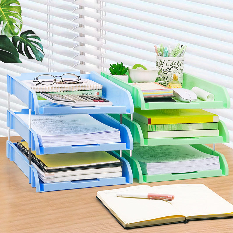 桌上多层文件框多功能置物架镂空文件盘票据资料整理收纳筐莫兰迪,文具电教/文化用品/商务用品,文件座/文件架/文件框,淘宝优惠券,粉丝福利购,淘宝优惠卷