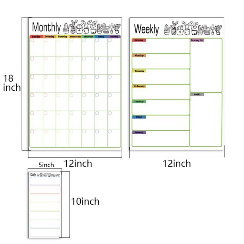 日历可擦写月周计划表磁性白板干擦白板冰箱贴留言板软白板 3张套