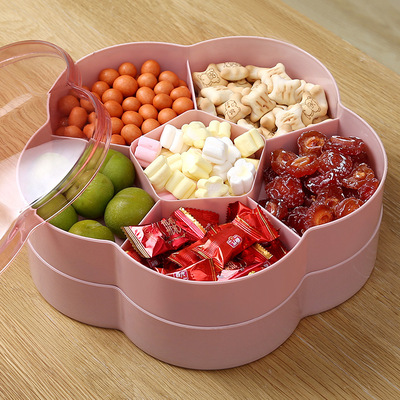 简约糖果盒干果盘 创意花形透明婚庆喜糖盒零食瓜子塑料收纳盒子