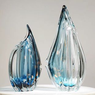 琉璃花瓶摆件客厅插花轻奢北欧风餐桌玄关高级感玻璃透明水养花器