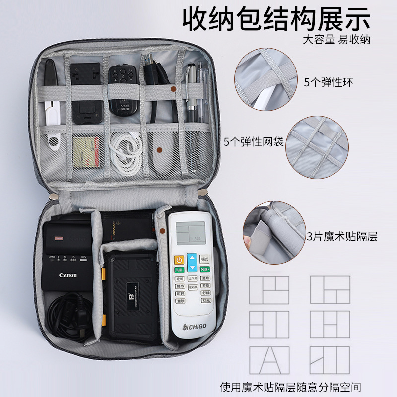 大容量数据线收纳包充电器移动硬盘耳机阳离子旅行便携防水数码包