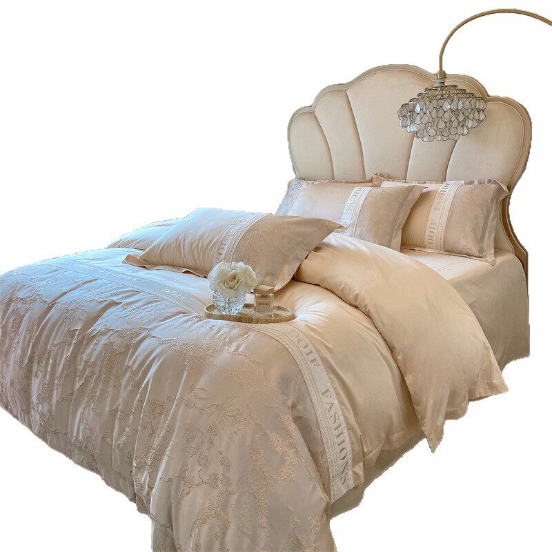 A类亲肤棉立体浮雕刺绣幼儿标准裸睡轻奢四件套床单床笠床上用品