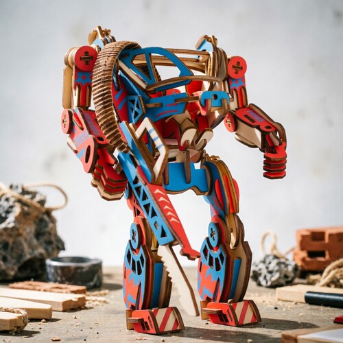 木质机械装甲3D立体拼图桌面摆件