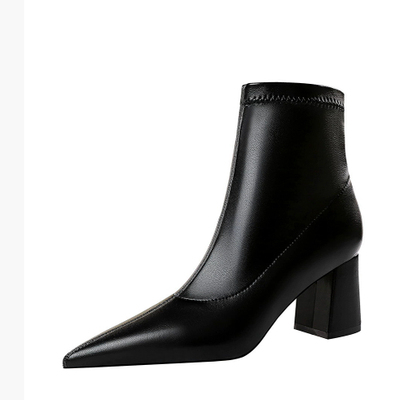 【ACDY超级时装发布】真皮个性通勤英伦中跟松紧方便穿脱短靴