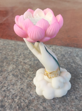 象牙果莲花佛手实心手香托香架菩萨佛祖香炉意境摆件