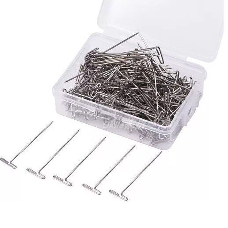 [밸류 팩 450개|상자] 다중 사양 스테인레스 T자 바늘 긴 바늘 고정 바늘 DIY 패치워크 가발 머리 연장