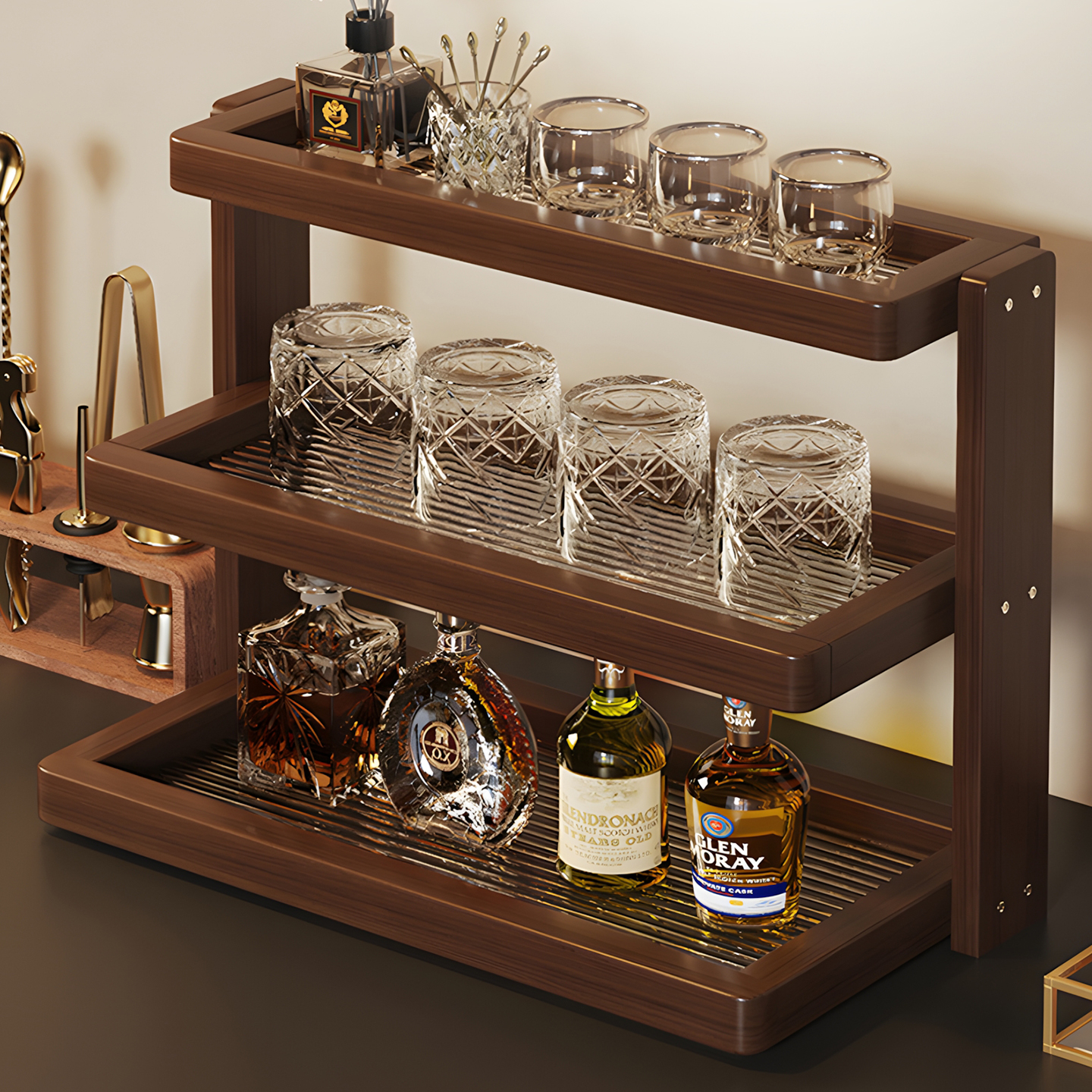 杯子桌面置物架餐桌台面水杯酒杯咖啡杯茶杯多层摆放架杯架收纳架