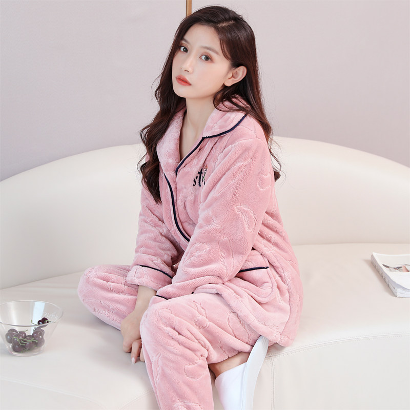 睡衣女2026年新款冬季网红加绒加厚珊瑚绒加棉大码冬天纯棉春秋季