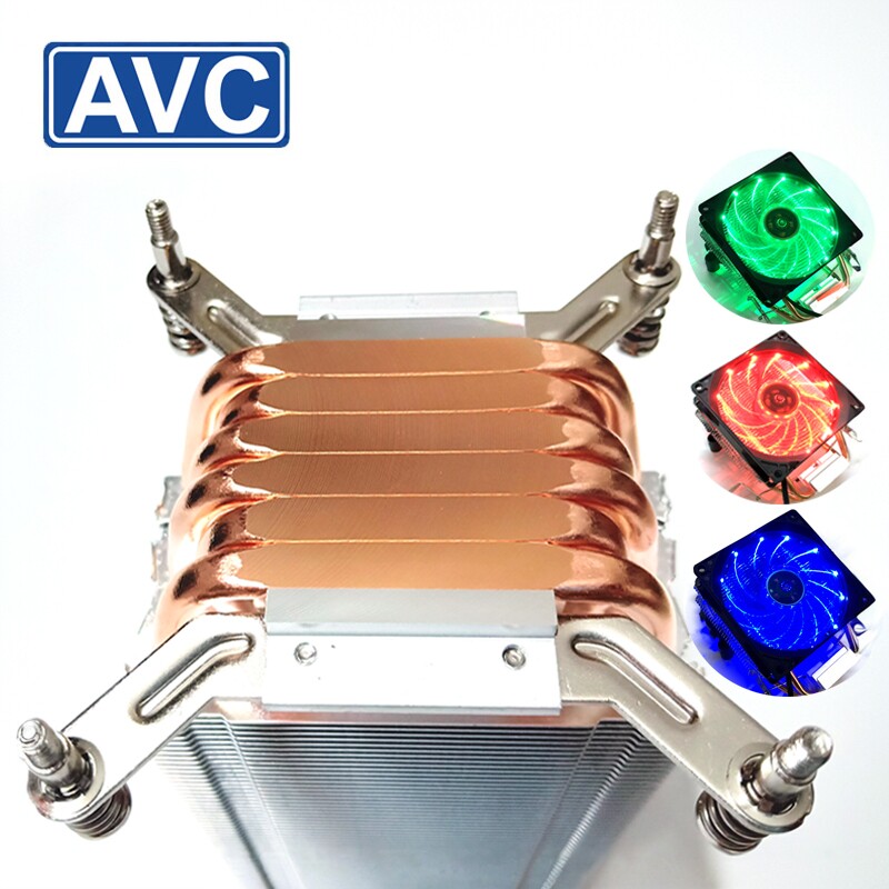 AVC 6铜管CPU散热器2011双路服务器主板1700 X79 X99静音风扇1155