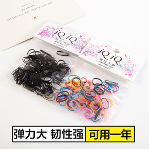 韩版扎头发高弹力橡皮筋 强拉不断一次性黑色儿童发圈 两元店