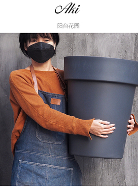AKI◆超大号花盆 特大加厚加大口径 室外极简北欧 白灰黑色加仑盆