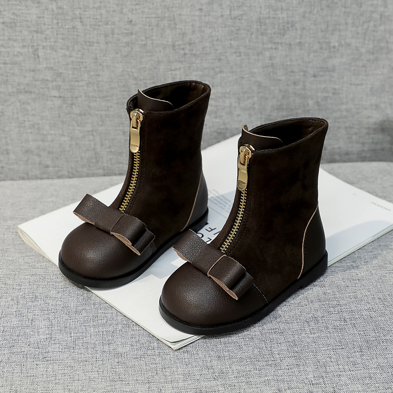 幼童秋冬中筒软底小短靴靴子棉靴