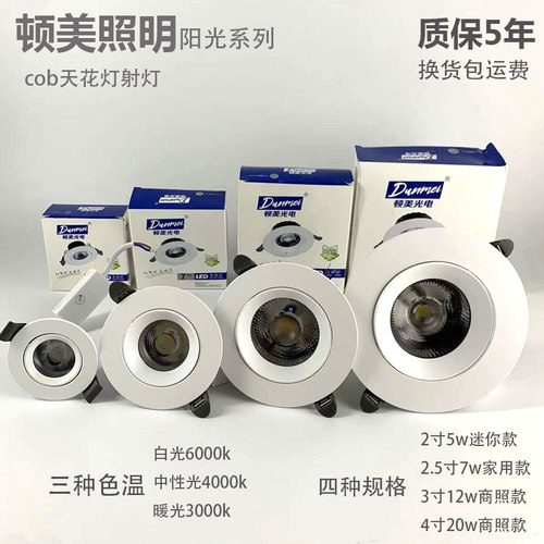 顿美cob射灯嵌入式天花灯20w大功率孔灯洞灯5cm迷你酒柜灯LED筒灯