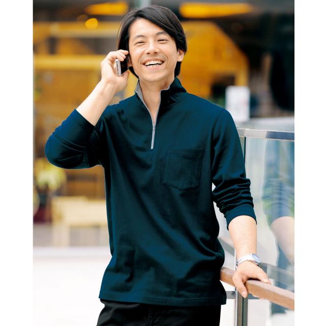 日单N家男装 纯棉春秋打底衣 立领拉链 休闲长袖T恤 秋衣 清仓