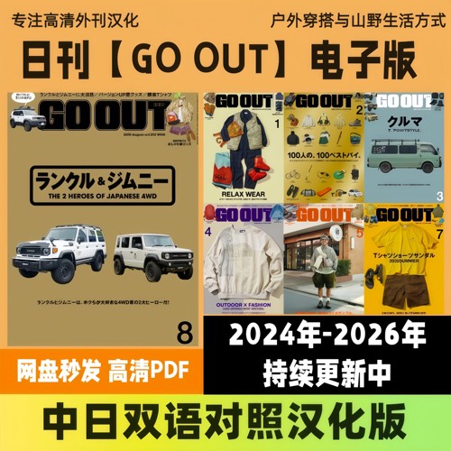 中日双语【GO OUT】汉化版男性户外休闲时尚穿搭电子版高清PDF