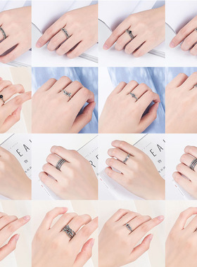 日韩风小众设计做旧女士百搭戒指