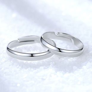 个性 情侣戒指一对简约男女款 流行开口对戒气质活口光面指环可调节