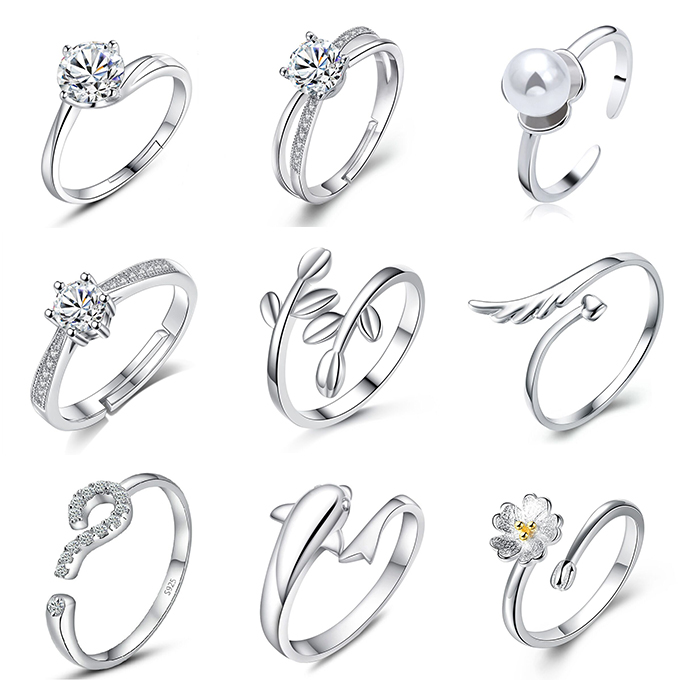 S925银情侣对戒六爪戒指婚庆用品