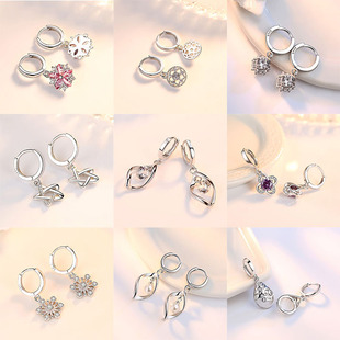 S925纯银日韩百搭个性心形耳环女士气质防过敏耳扣不掉色批耳坠发