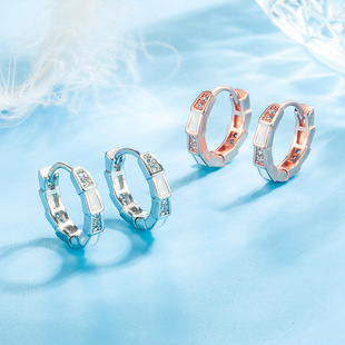 S925纯银耳环女式时尚个性镀玫瑰金耳钉防过敏不掉色耳扣流苏耳坠