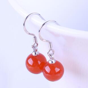 日韩版复古气质s925纯银红玛瑙耳坠简约百搭流苏耳线防过敏细耳钩