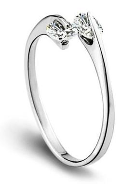 S925银镶钻戒指女款开口指环批发