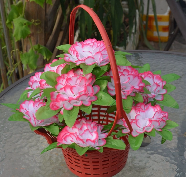 清明节小花篮扫墓花束手提花篮塑料花篮祭祀花上坟插花花圈菊花