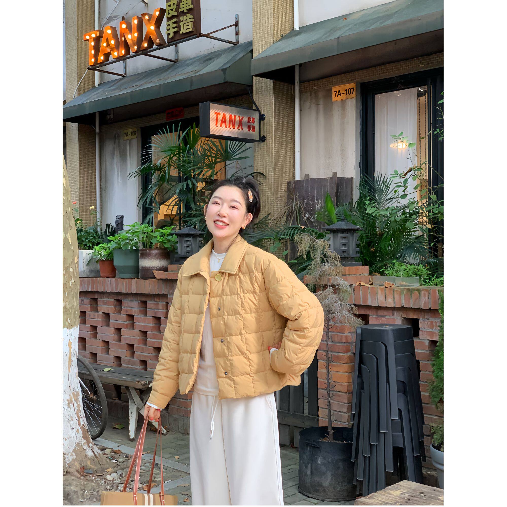 OUDOCKEE 鸥鸥【鸥鸥同款】羽绒服白鸭绒轻薄高端格子 RBDE2523T