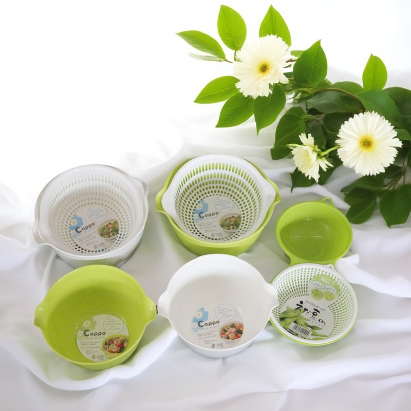 日本进口cuppo塑料水果篮沥水篮沙拉碗厨房洗菜篮蔬果篮沥水盆