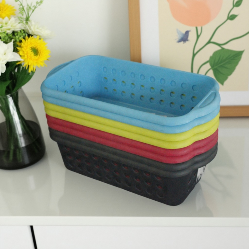 日本进口桌面冰箱筐碟碗餐具收纳储物篮化妆品零食玩具储物篮