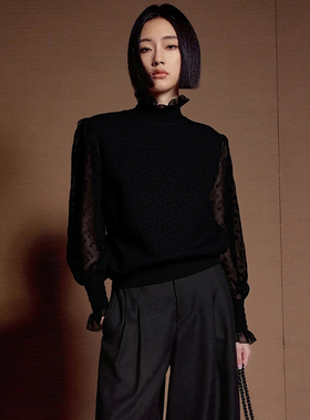 【米T系列】商场品牌女折扣25冬659元高领3.2%桑蚕丝毛衣针织衫