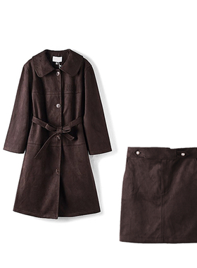 【祖系列】女装折扣2025年冬季麂皮绒套装1569元大衣外套579半裙