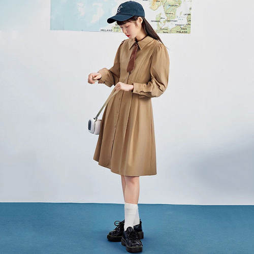 【紫系列】商场品牌女装折扣26夏专柜399元文艺复古领带连衣裙