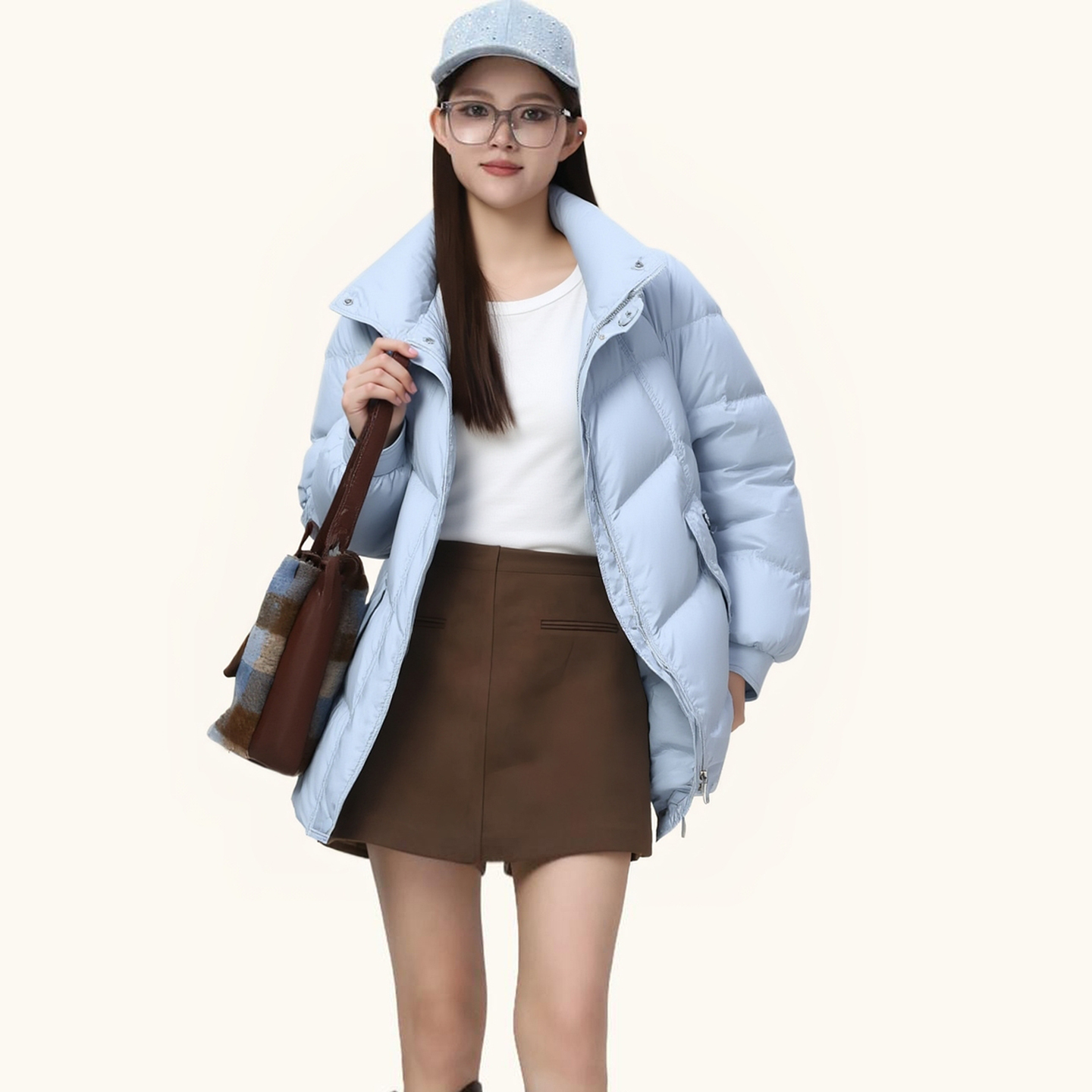 【魔系列】品牌女装折扣2025年冬季专柜90绒162克加厚立领羽绒服