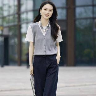 专柜499元 假两件毛衣针织衫 折扣2026年春季 女装 华系列 新款