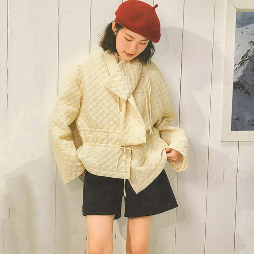 【觅系列】商场品牌女装折扣2025年冬季专柜579元盘扣围巾棉衣