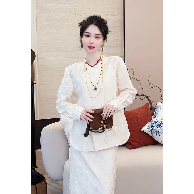 复古新中式提花气质套装