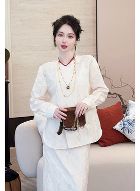 复古新中式提花气质套装