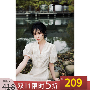 国风蕾丝碎花收腰小个子裙子 中式 NANASTORE连衣裙女2024春季 新款