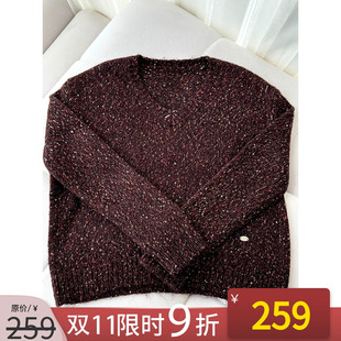 上衣 宽松纯色V领显瘦针织衫 NANASTORE慵懒风毛衣女2024年秋季 新款