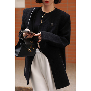 NANASTORE毛呢外套女2024春季新款呢子大衣中长款加厚冬装小个子