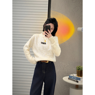 NANASTORE纯色毛衣女2024冬季新款内搭宽松短款显瘦针织衫开衫