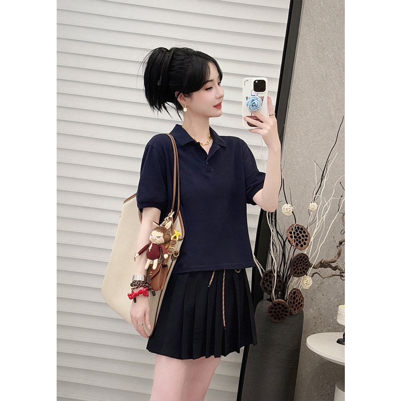 NANASTORE纯色百褶裙女2024年夏季新款显瘦宽松短款半身裙半裙子