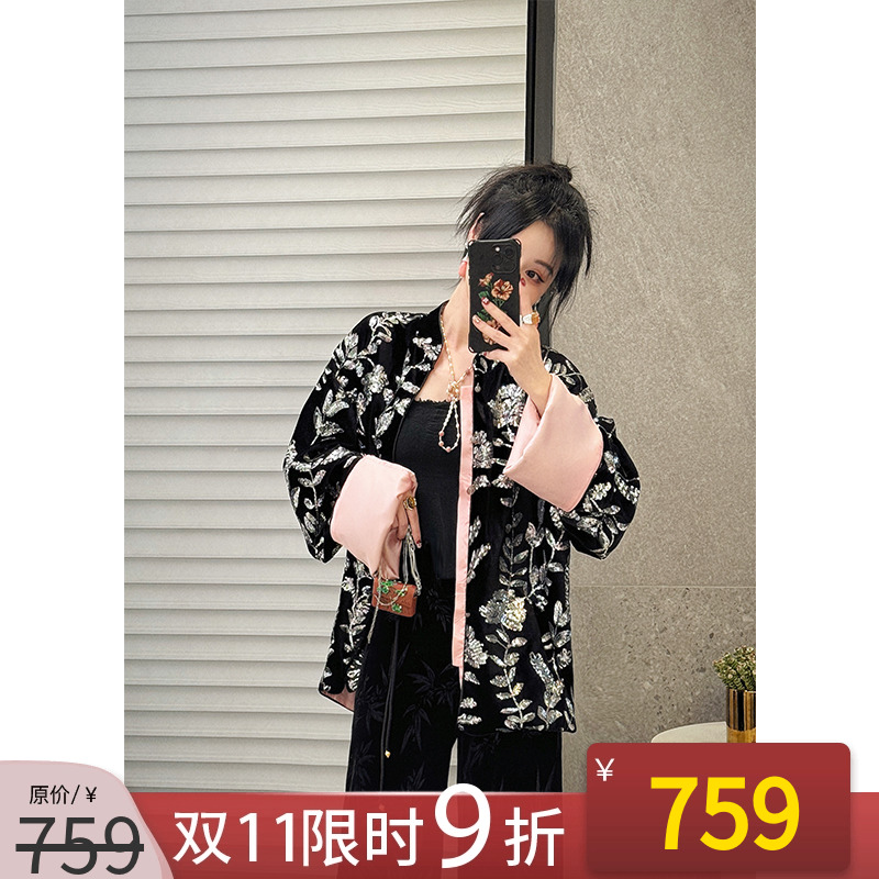 新中式亮片丝绒高级感上衣