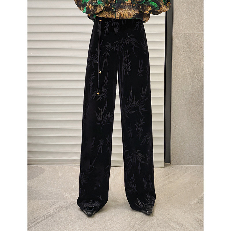 NANASTORE国风休闲裤女2024春季新款丝绒垂感宽松百搭阔腿裤裤子,女装/女士精品,休闲裤,淘宝优惠券,粉丝福利购,淘宝优惠卷