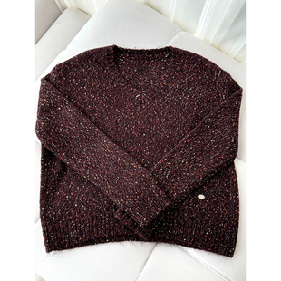 NANASTORE慵懒风毛衣女2024年秋季新款宽松纯色V领显瘦针织衫上衣