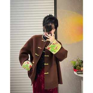NANASTORE国风毛呢大衣女2024春季新款宽松短款百搭显瘦薄外套
