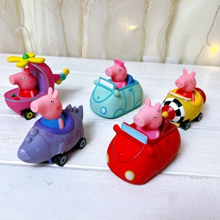 出口美版 散货粉红小猪PQ惯性滑行小汽车恐龙过家家男女孩儿童玩具