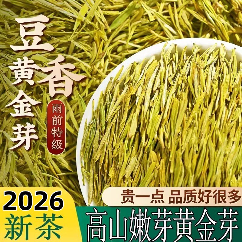 2026年新茶雨前特级黄金芽250克罐装玉蕊高山散装安吉绿茶叶250克
